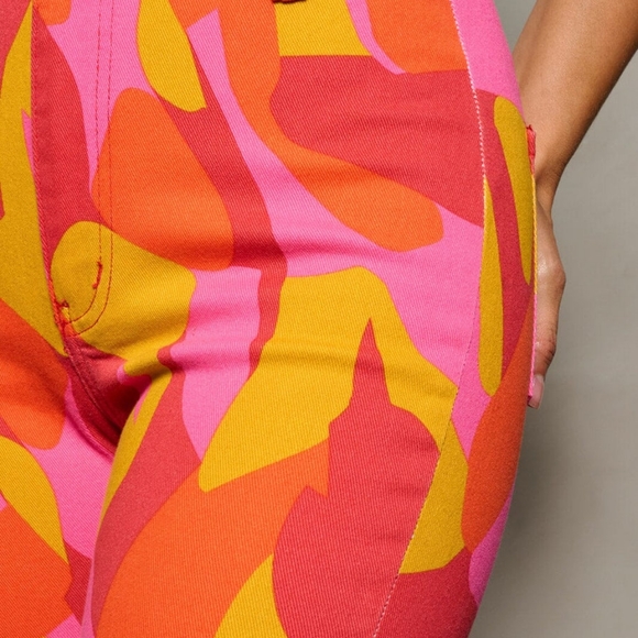 Color Me Retro Flare Leg Jeans Multi-Color High Waist Various Sizes  Peach Love - Picture 4 of 4